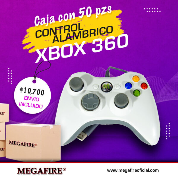 Caja con 50 piezas - Control XBOX 360 - alámbrico - Envío incluido