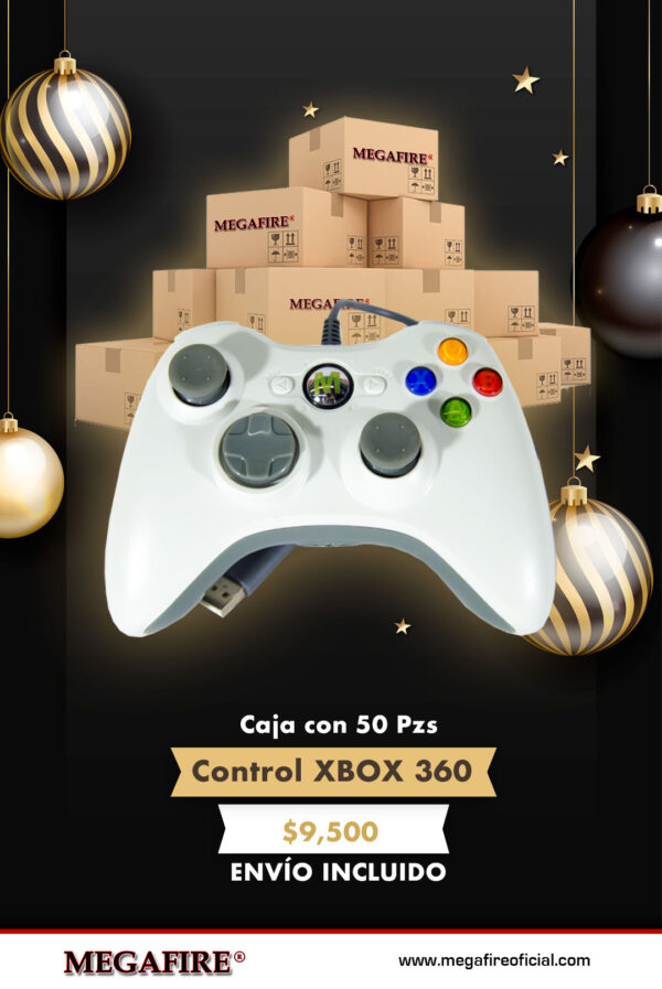 Control XBOX 360 - alámbrico - color blanco - Caja con 50 pzs - Envío incluido